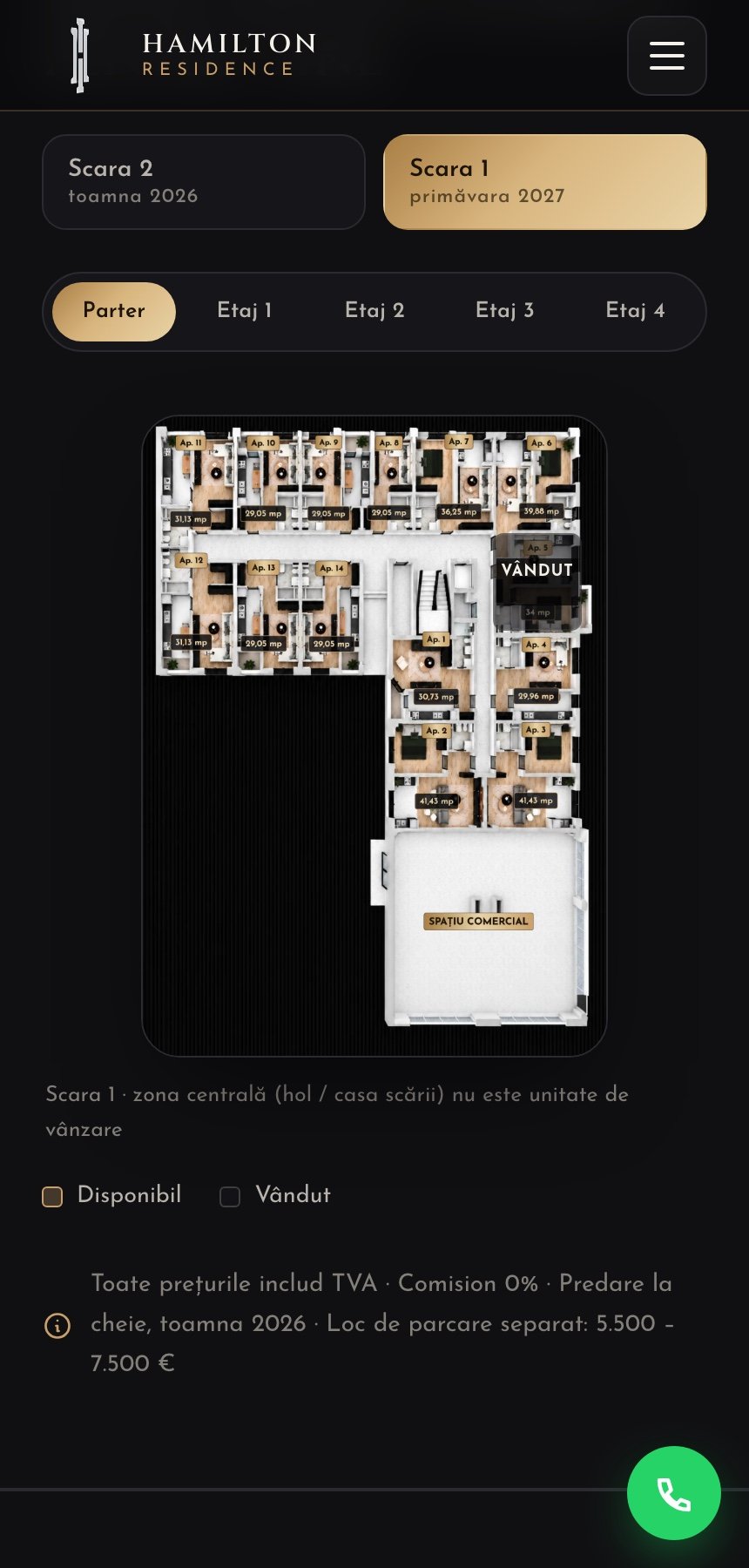 Randarea etajului pentru Scara 1, pe telefon